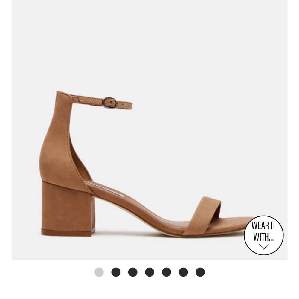 NWOT Steve Madden Irenee Heeled Sandals in Tan Nubuck - Size 8 - in original box